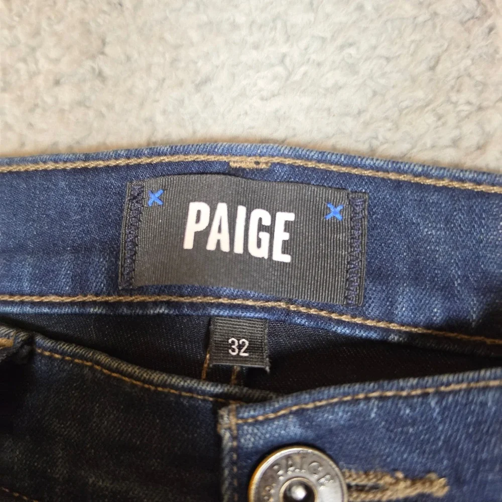 PAIGE Jeans Mens 34x32 Lennox Slim Fit vDark Blue Good Stretch Rayon Blend Denim